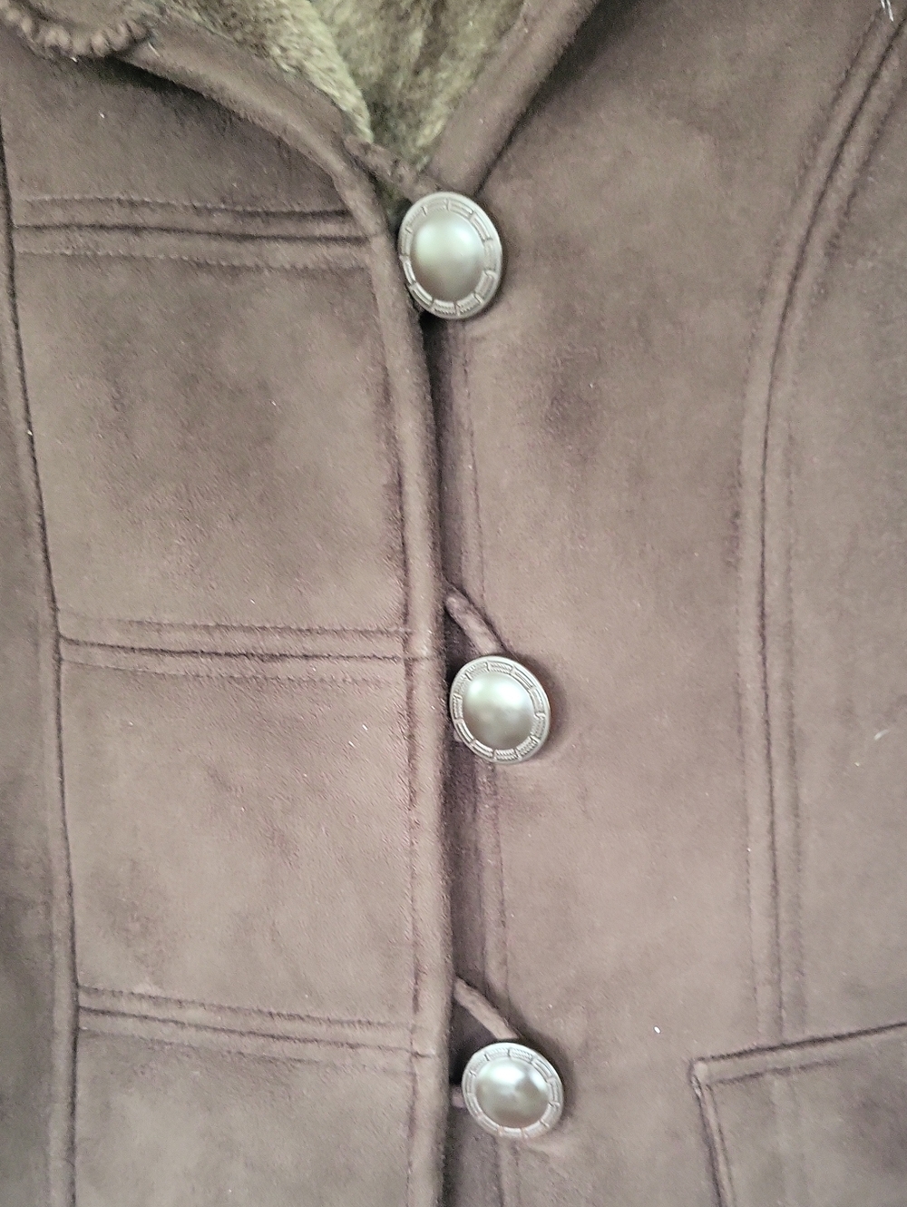 London Fog Sz Small Brown Teddy Button-Front Jacket